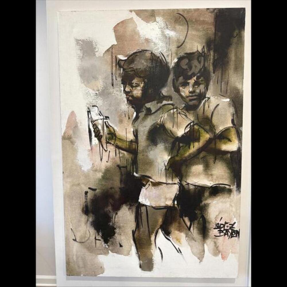 Lopez Baylon Oil Canvas Brothers 41” X 27”